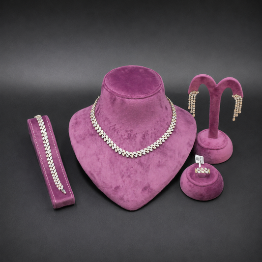 Luxury Two-Tone Marquise Leaf Jewelry Set (4-Piece) | طقم مجوهرات أوراق الماركيز ذو اللونين الفاخر (4 قطع)