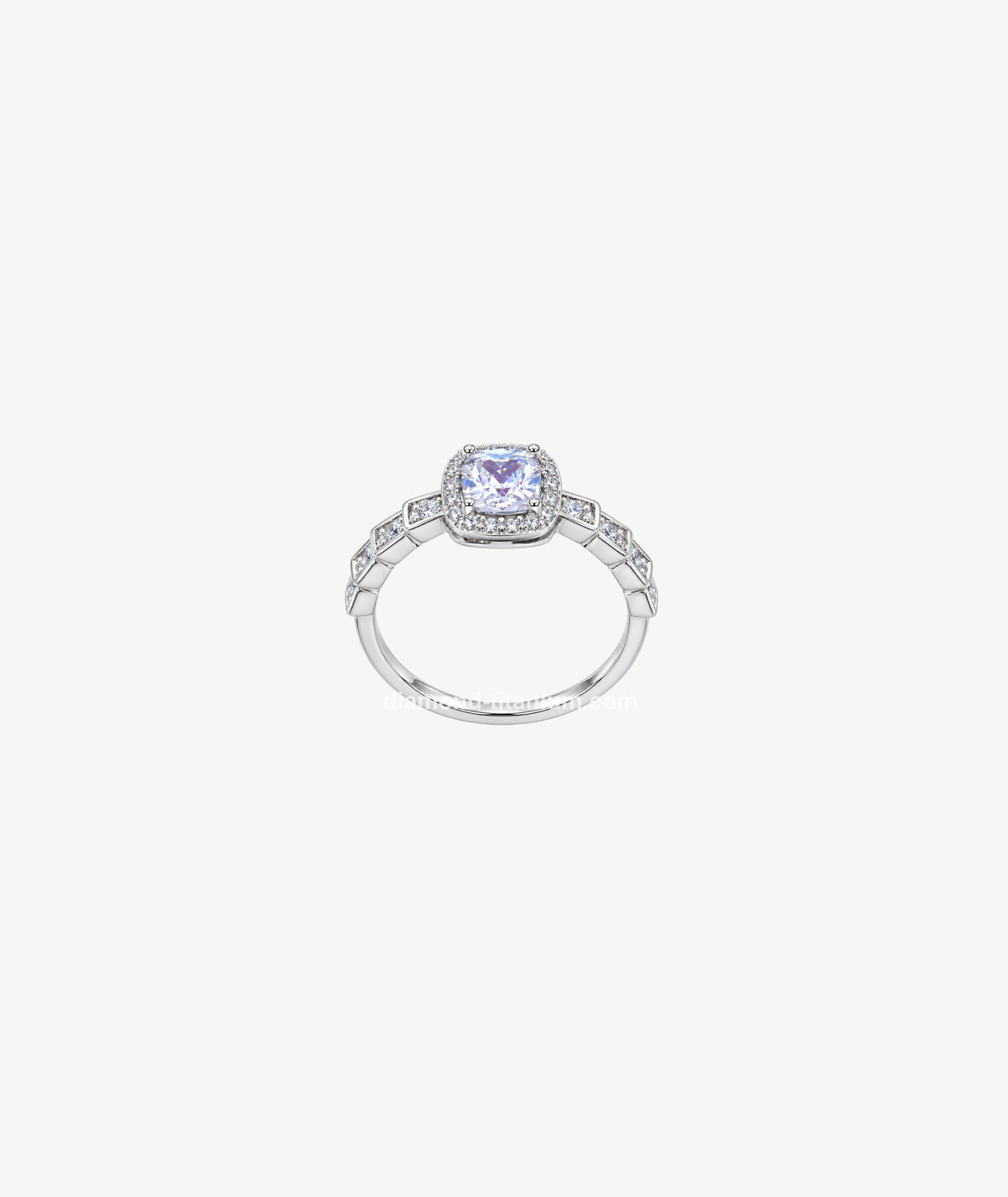 CUSHION HALO SILVER RING | خاتم فضة بحجر كوشن هالو