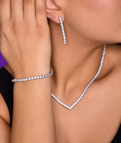 V SHAPE SILVER TENNIS SET | طقم تنس فضة بشكل V