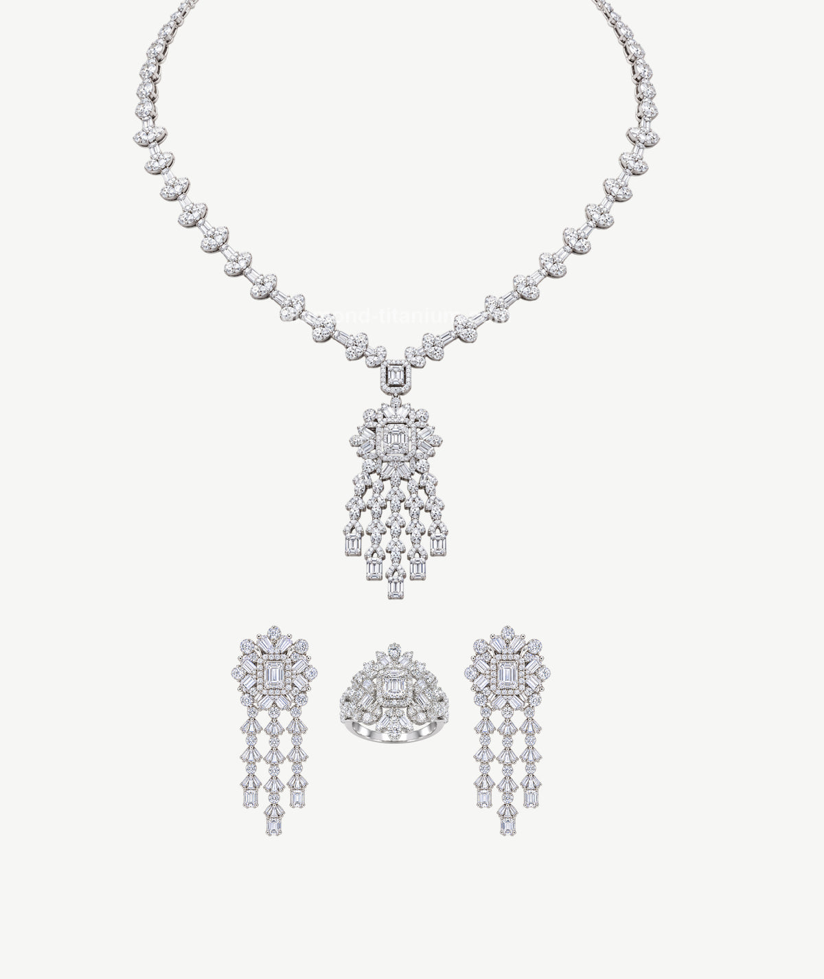 LUXURY SILVER BRIDAL WEDDING JEWELRY SET | طقم زفاف فضي فاخر