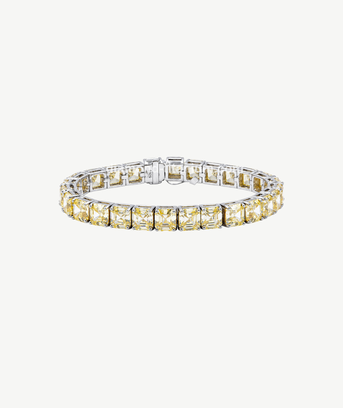 YELLOW SQUARE STONE SILVER BRACELET | سوار فضة بأحجار صفراء مربعة