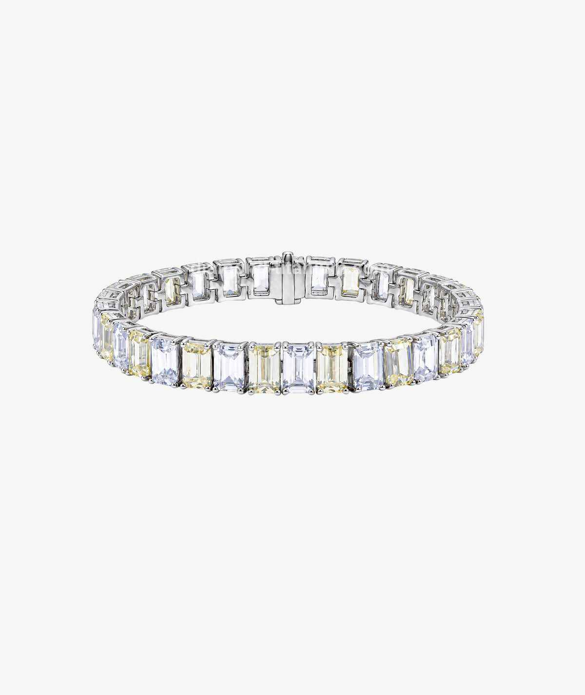 YELLOW & WHITE RECTANGLE SILVER BRACELET | سوار فضة بأحجار صفراء وبيضاء مستطيلة