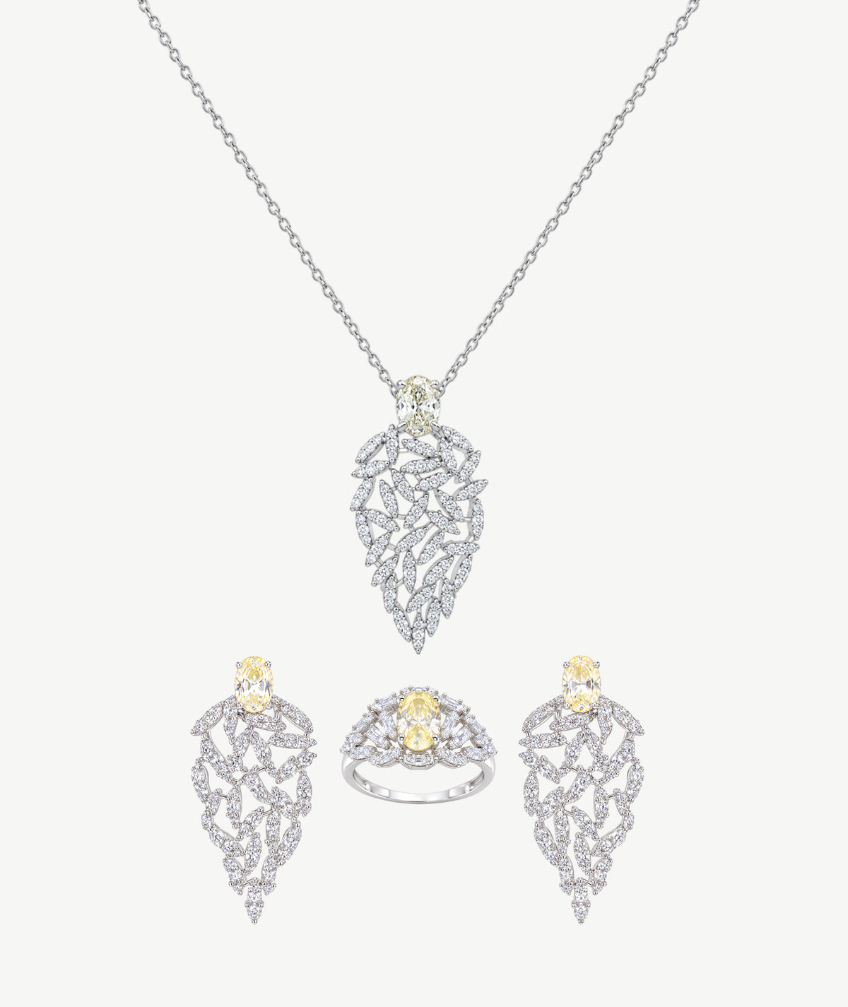 YELLOW STONE SILVER WEDDING SET | طقم زفاف فضة بأحجار صفراء