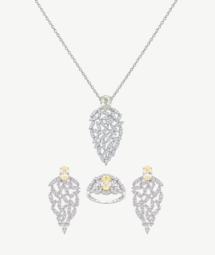 YELLOW STONE SILVER WEDDING SET | طقم زفاف فضة بأحجار صفراء