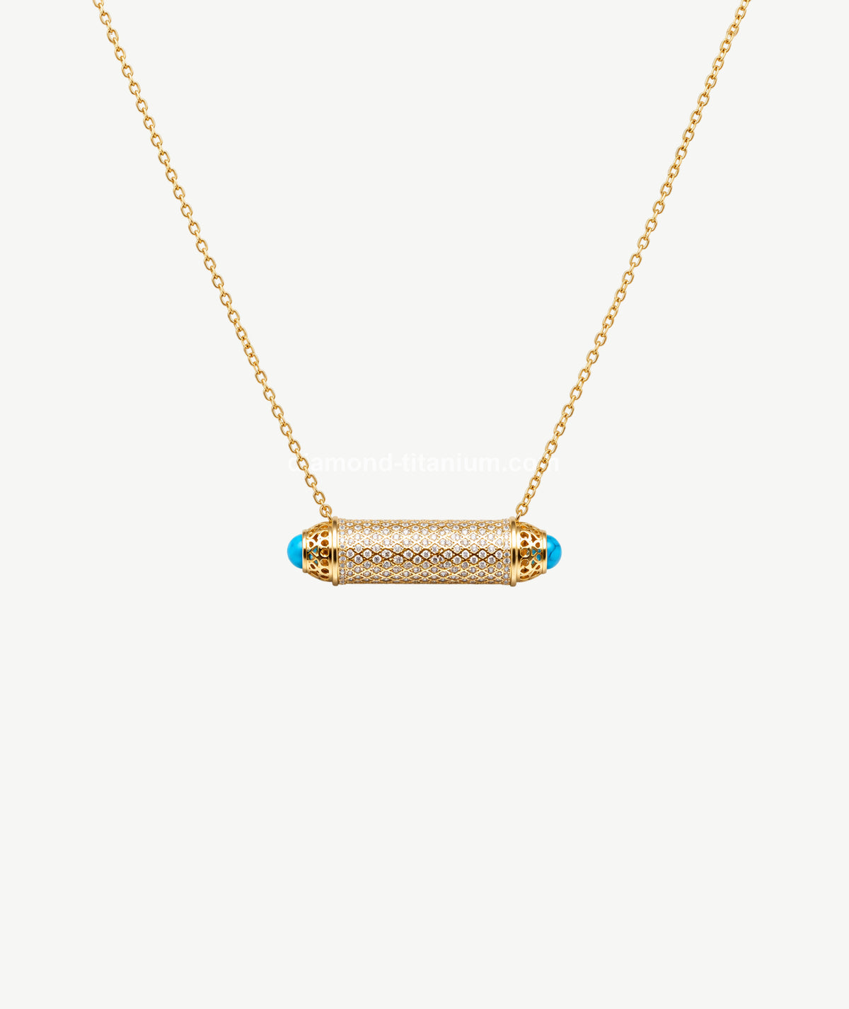 TURQUOISE BAR SILVER NECKLACE | عقد فضة بتعليقة أسطوانية وأحجار تركواز