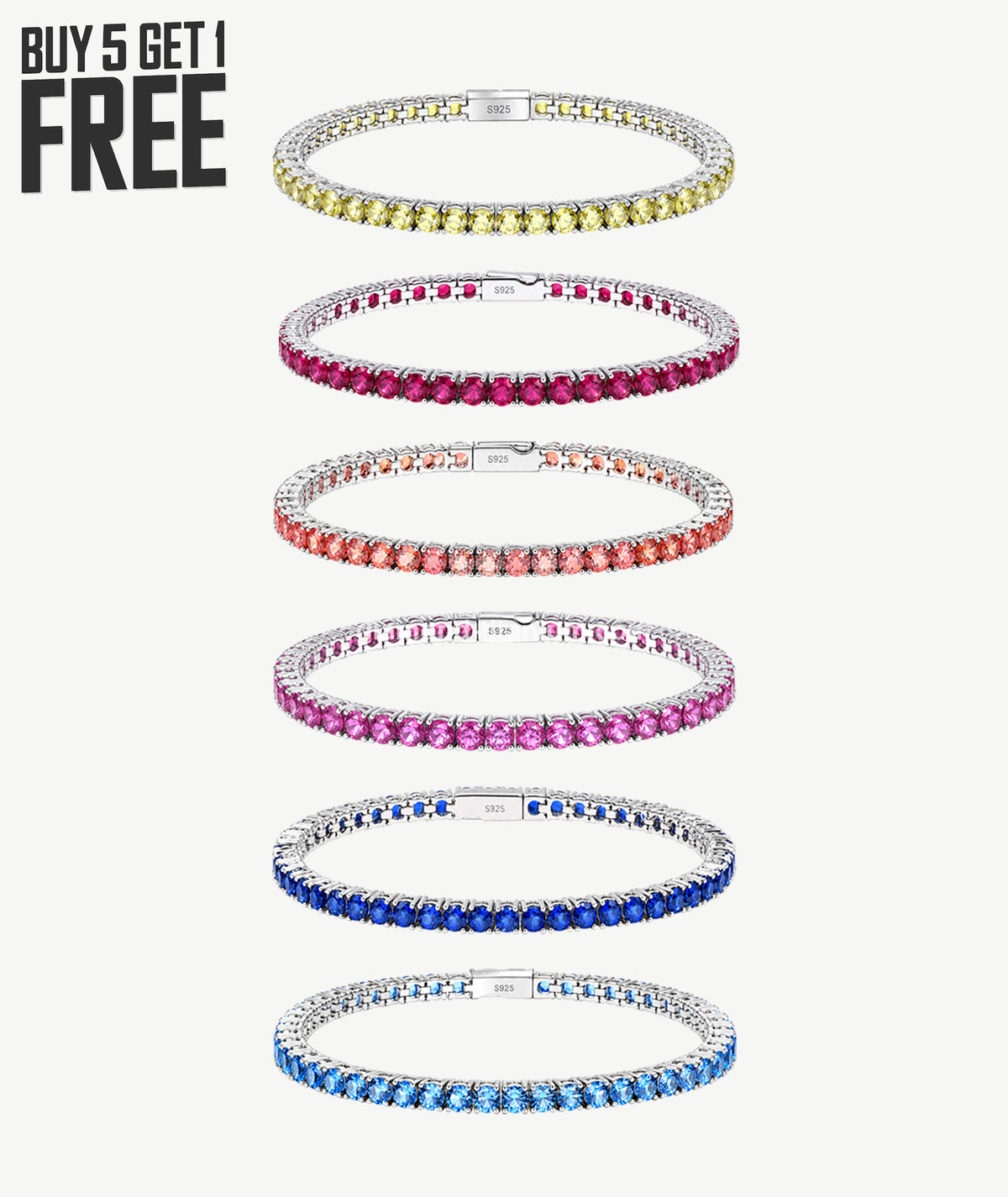 COLOR MOISSANITE SILVER BRACELETS | أساور فضة مويسانيت ملونة