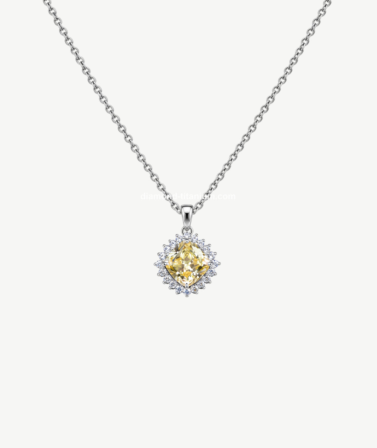 YELLOW HALO SILVER NECKLACE | عقد فضة بحجر أصفر هالو