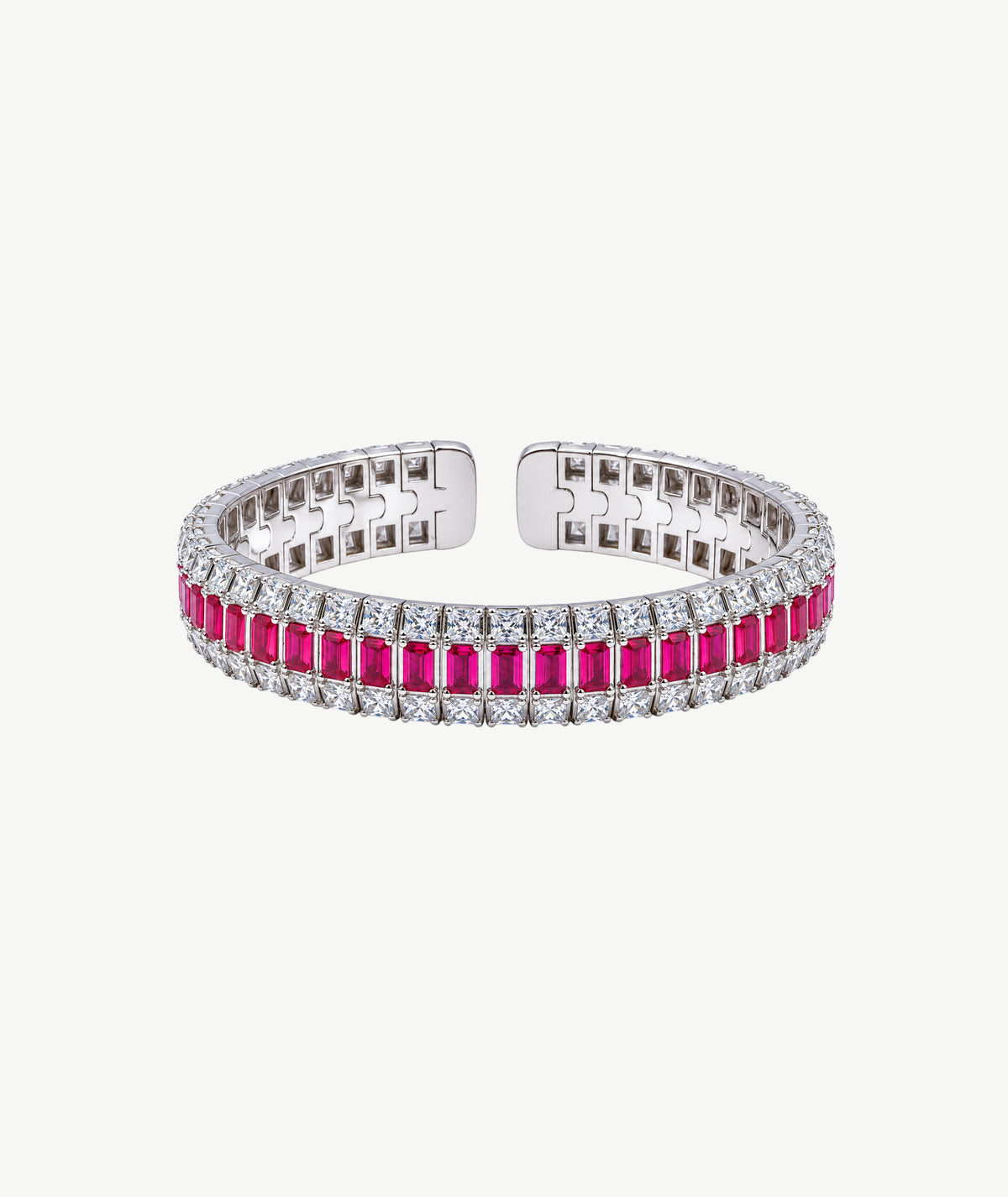 MULTI PINK STONE SILVER BANGLE | سوار فضة بأحجار وردية متعددة