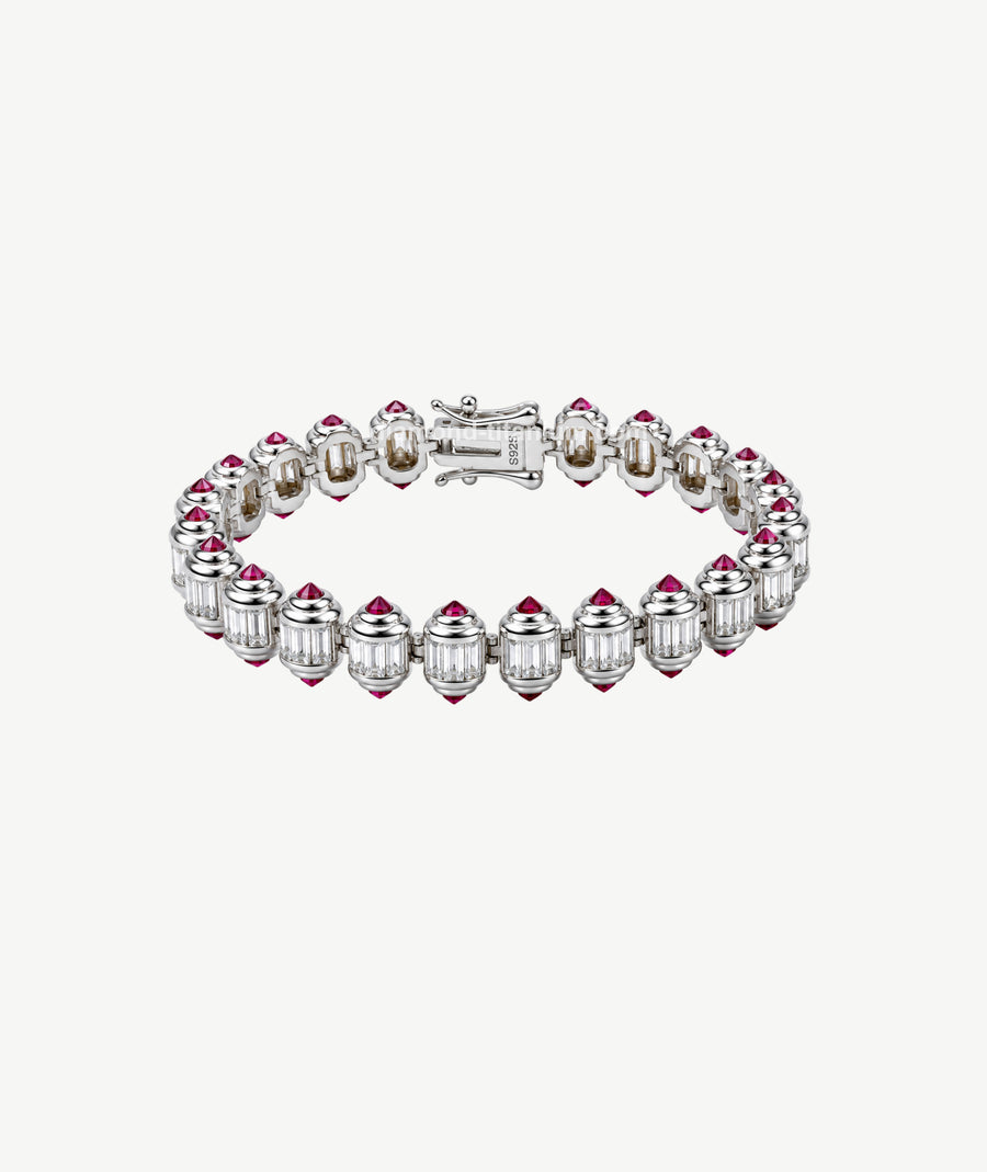 ELEGANT RED ACCENT SILVER BRACELET | سوار فضة أنيق بتفاصيل حمراء