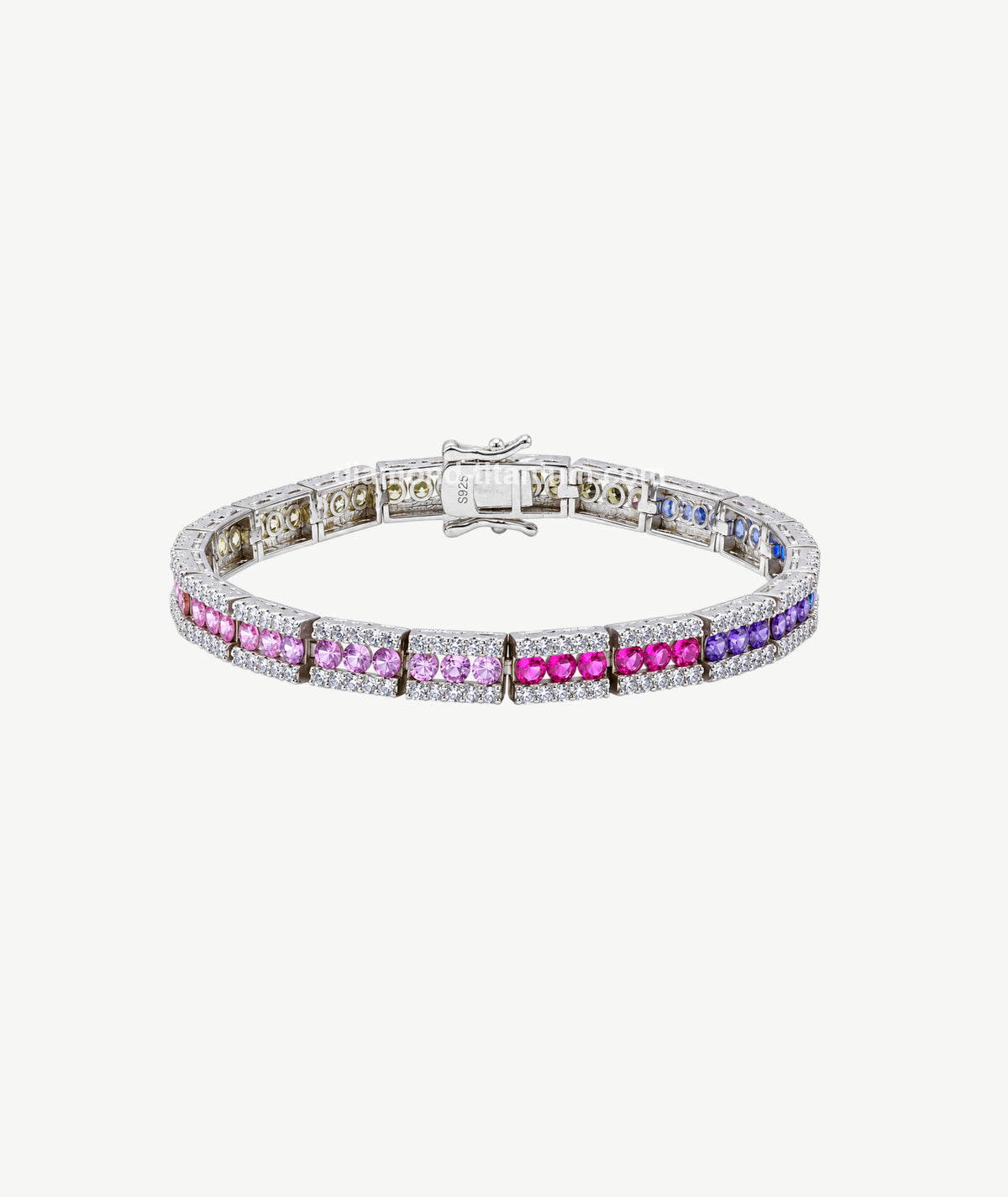 RAINBOW TENNIS SILVER BRACELET | سوار تنس فضة بأحجار ملونة
