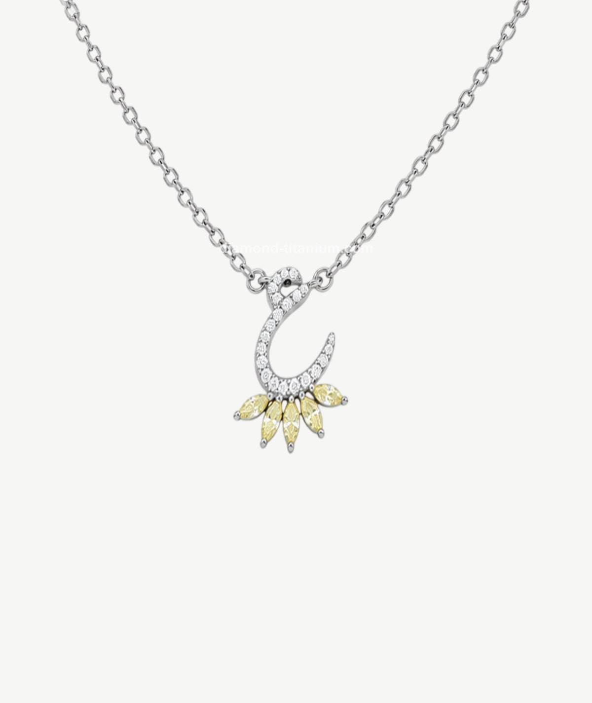 YELLOW STONE LETTER PENDANT SILVER NECKLACE | عقد فضة بتعليقة حرف وأحجار صفراء