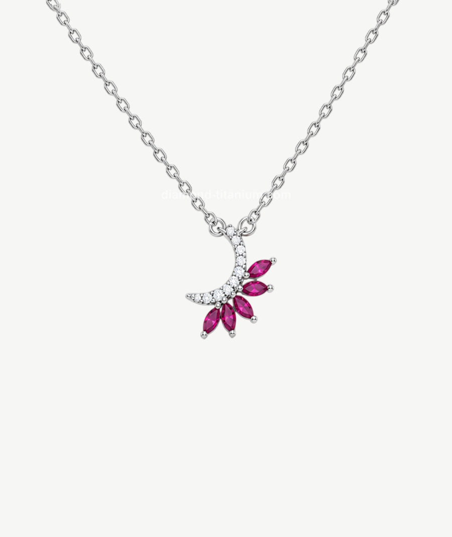 PINK STONE LETTER PENDANT SILVER NECKLACE | عقد فضة بتعليقة حرف وأحجار وردية