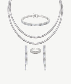 DOUBLE ROW SILVER TENNIS SET | طقم تنس فضة صفين