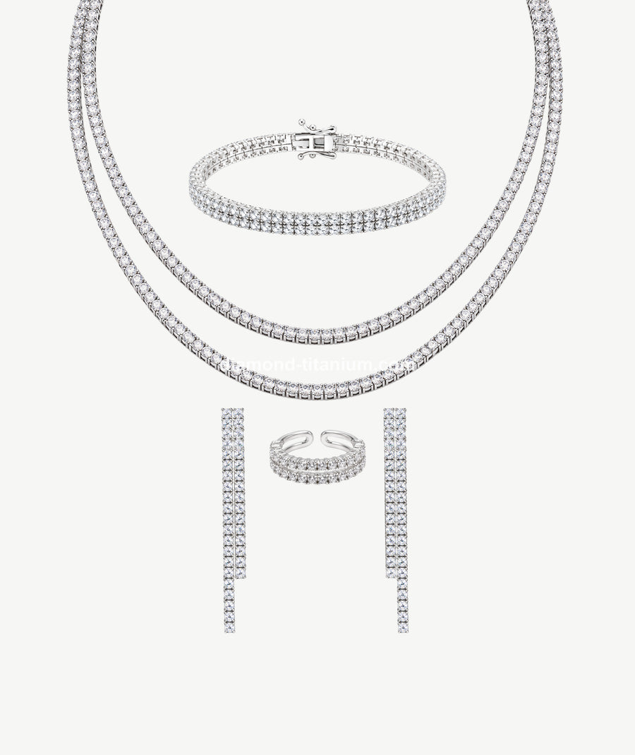 DOUBLE ROW SILVER TENNIS SET | طقم تنس فضة صفين