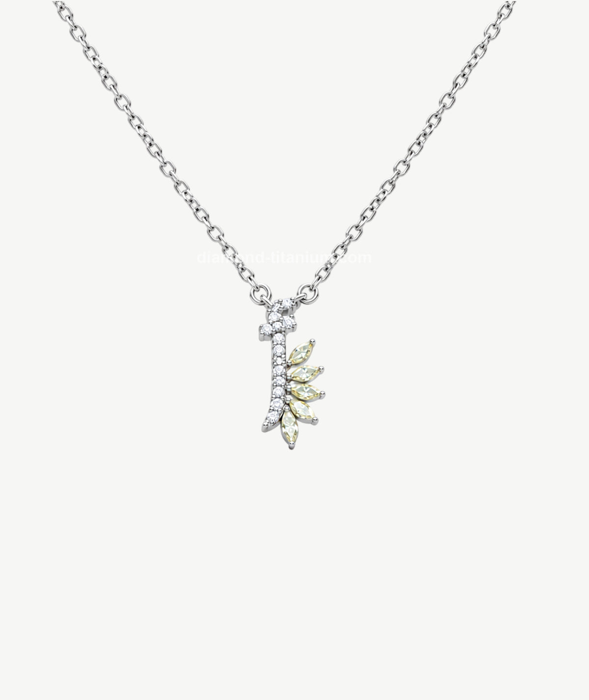YELLOW STONE LETTER PENDANT SILVER NECKLACE | عقد فضة بتعليقة حرف وأحجار صفراء