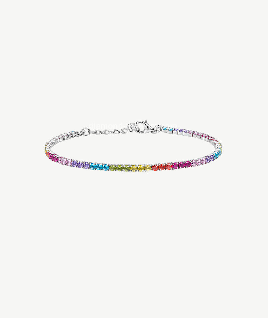RAINBOW TENNIS SILVER BRACELET | سوار تنس فضة ملون