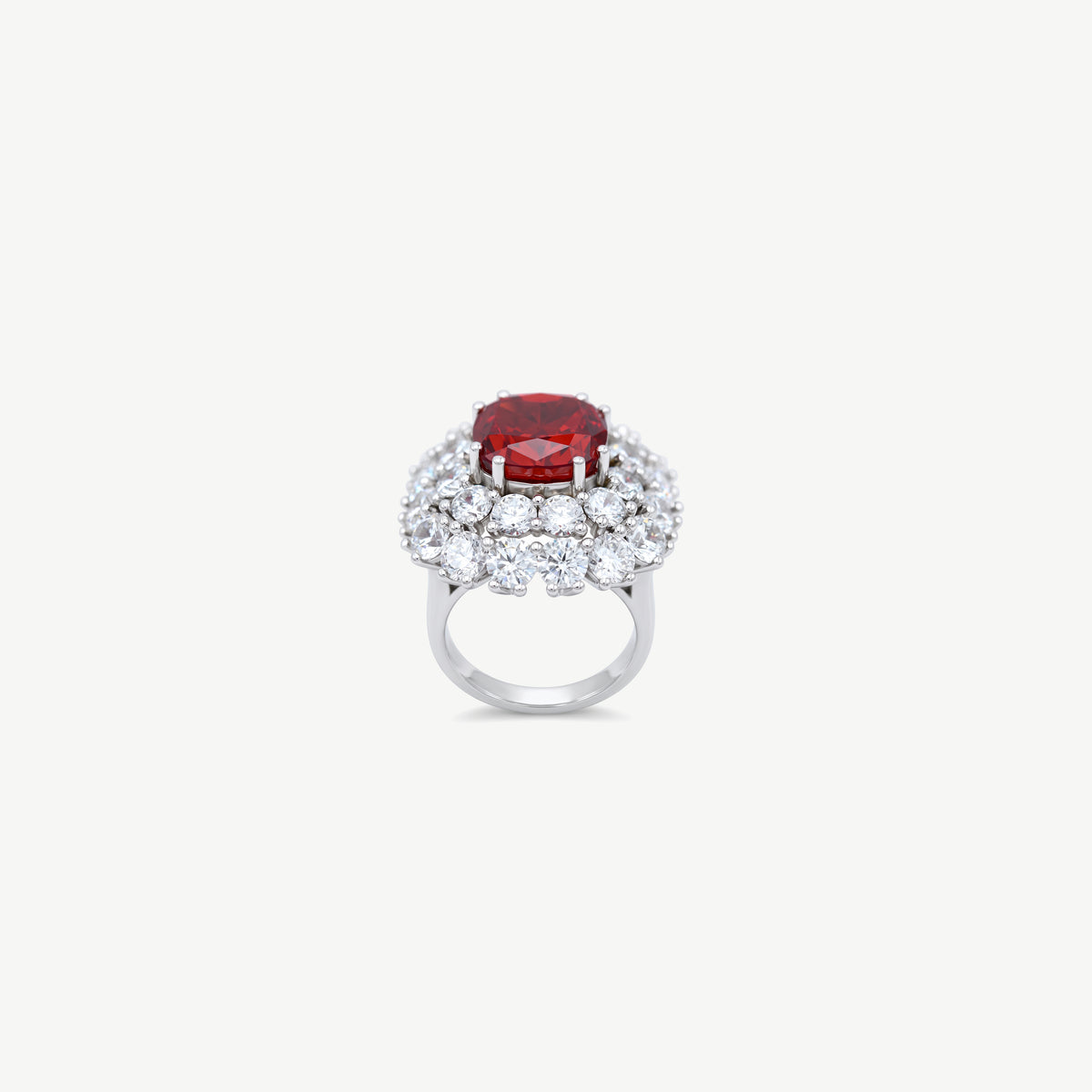 RUBY RED HALO SILVER RING | خاتم فضة بحجر أحمر