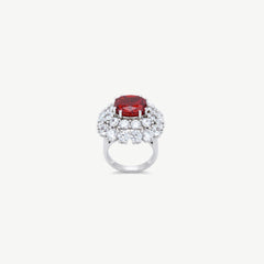 RUBY RED HALO SILVER RING | خاتم فضة بحجر أحمر