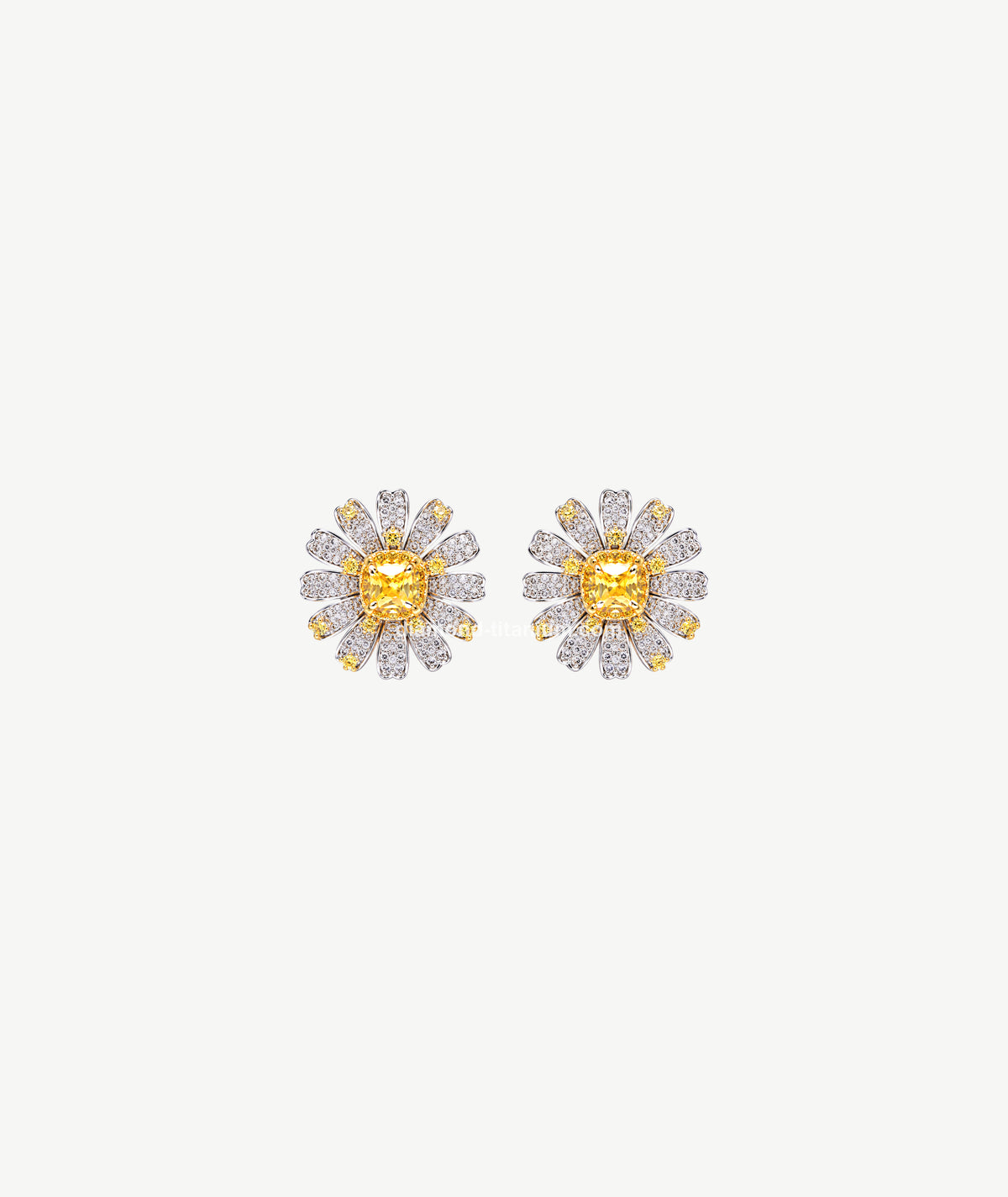 YELLOW FLORAL SILVER EARRINGS | أقراط فضة بتصميم زهري أصفر