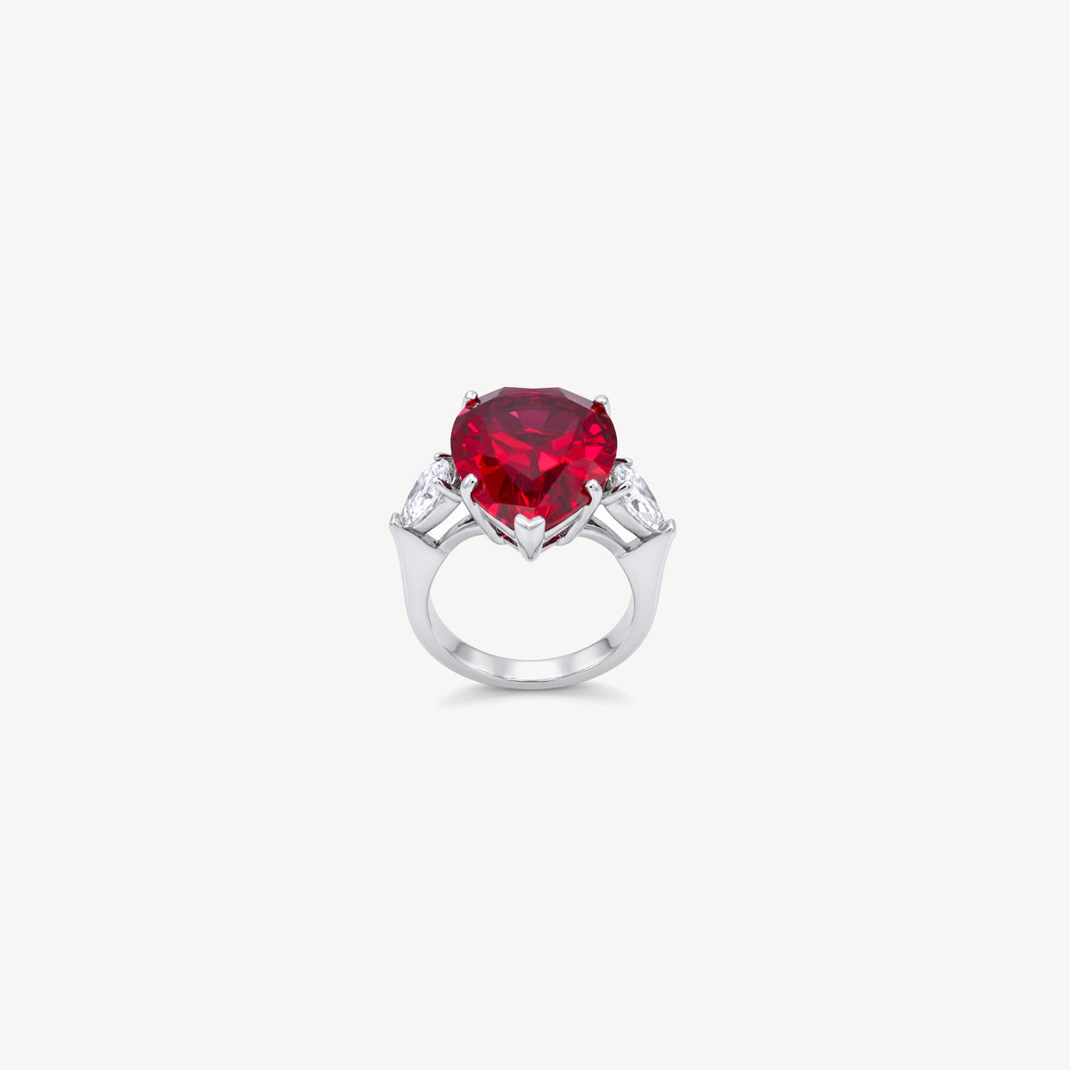 RED PEAR SILVER RING | خاتم فضة بحجر أحمر بشكل كمثري