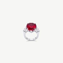 RED PEAR SILVER RING | خاتم فضة بحجر أحمر بشكل كمثري