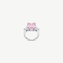 PINK CUSHION SILVER RING | خاتم فضة بحجر وردي