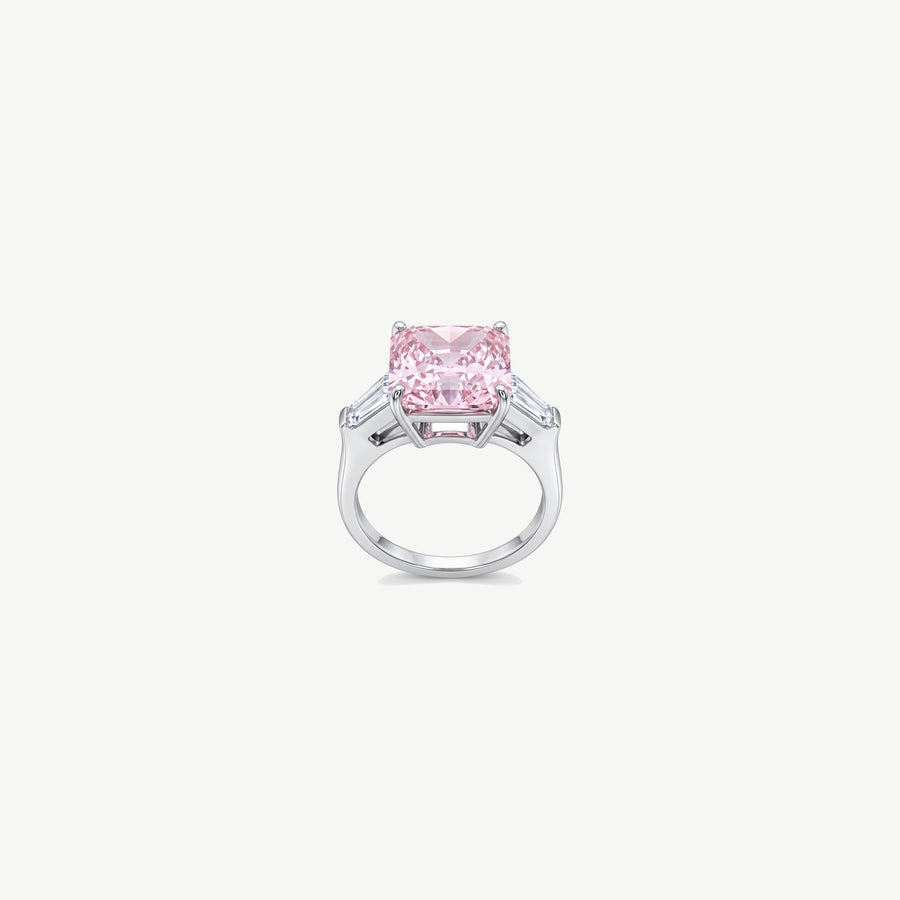 PINK CUSHION SILVER RING | خاتم فضة بحجر وردي