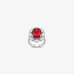RED OVAL SILVER RING | خاتم فضة بحجر أحمر