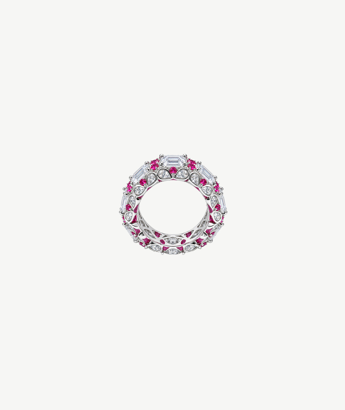 PINK MULTI-STONE SILVER RING | خاتم فضة متعدد الأحجار الوردية