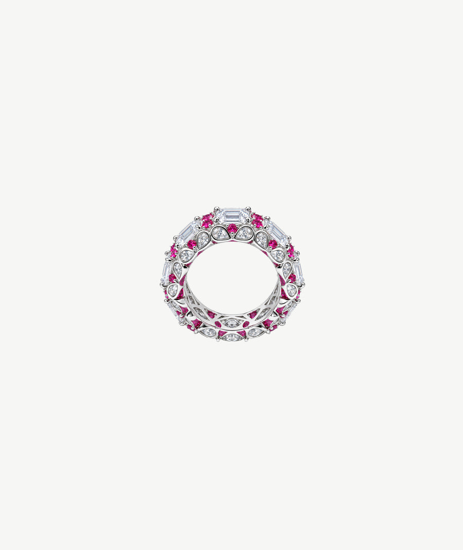 PINK MULTI-STONE SILVER RING | خاتم فضة متعدد الأحجار الوردية