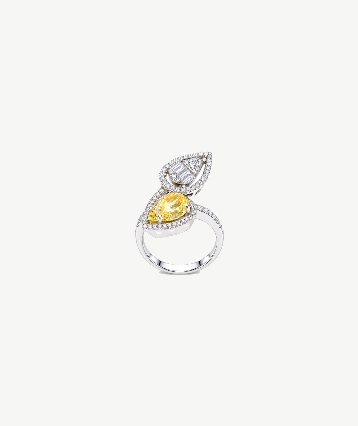 YELLOW PEAR STONE SILVER RING | خاتم فضة بحجر أصفر كمثري