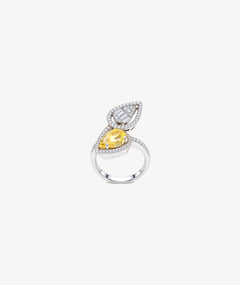 YELLOW PEAR STONE SILVER RING | خاتم فضة بحجر أصفر كمثري