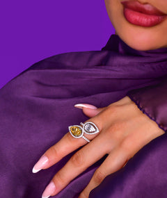 YELLOW PEAR STONE SILVER RING | خاتم فضة بحجر أصفر كمثري