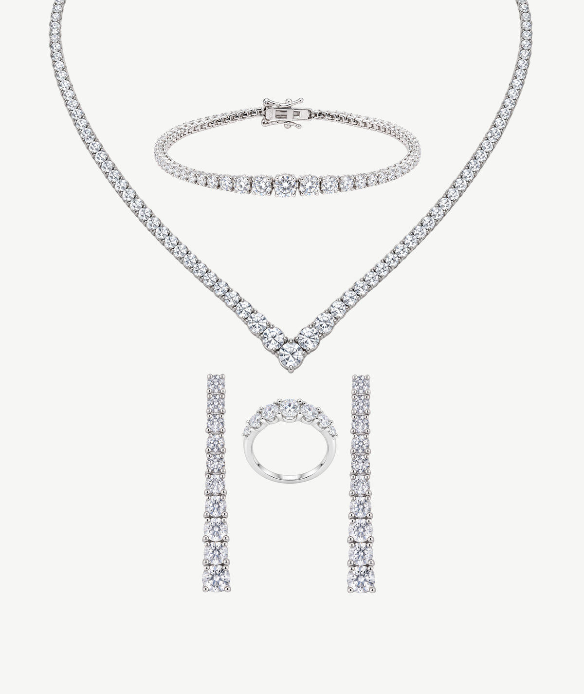 GRADUATED SILVER TENNIS SET | طقم تنس فضة متدرج