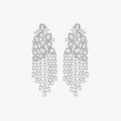 WHITE CASCADE SILVER EARRINGS | أقراط فضة متدلية بأحجار بيضاء