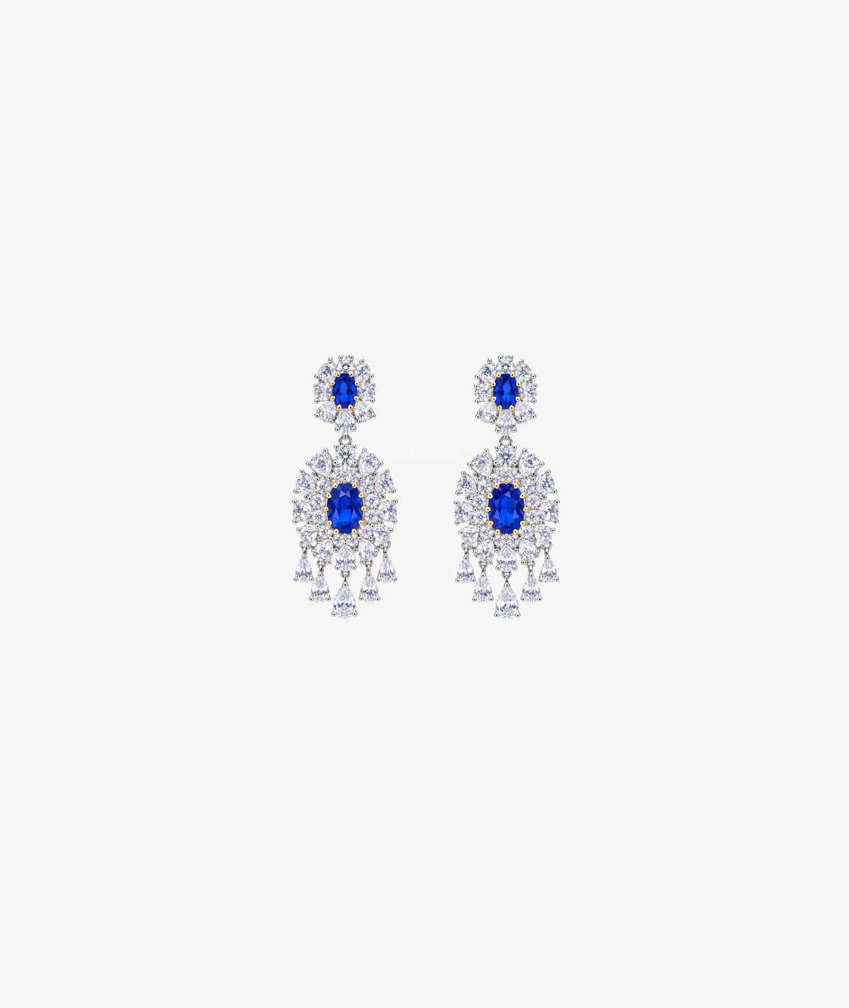 BLUE OVAL STONE SILVER DROP EARRINGS | أقراط فضة متدلية بأحجار زرقاء بيضاوية