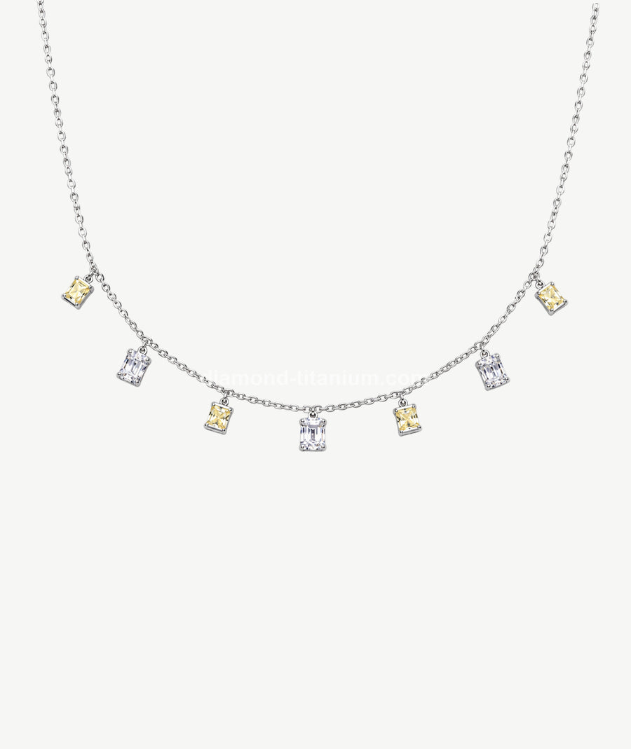 YELLOW & WHITE STONE SILVER CHOKER | شوكر فضة بأحجار صفراء وبيضاء