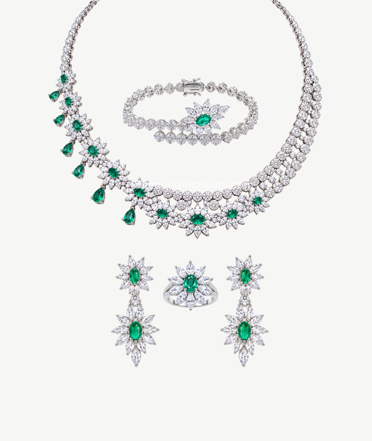 LUXURY SILVER BRIDAL WEDDING JEWELRY SET | طقم مجوهرات زفاف فضي فاخر