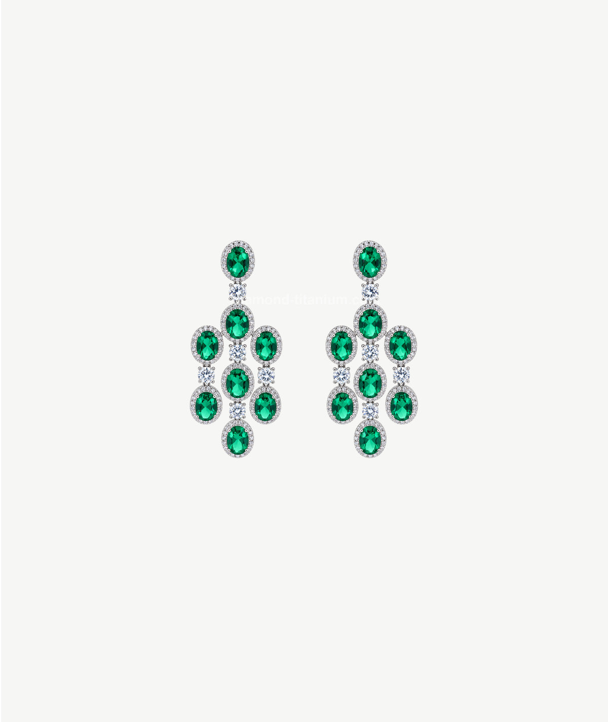 LUXURY GREEN OVAL STONE SILVER WEDDING EARRINGS | أقراط زفاف فضية فاخرة بأحجار خضراء بيضاوية