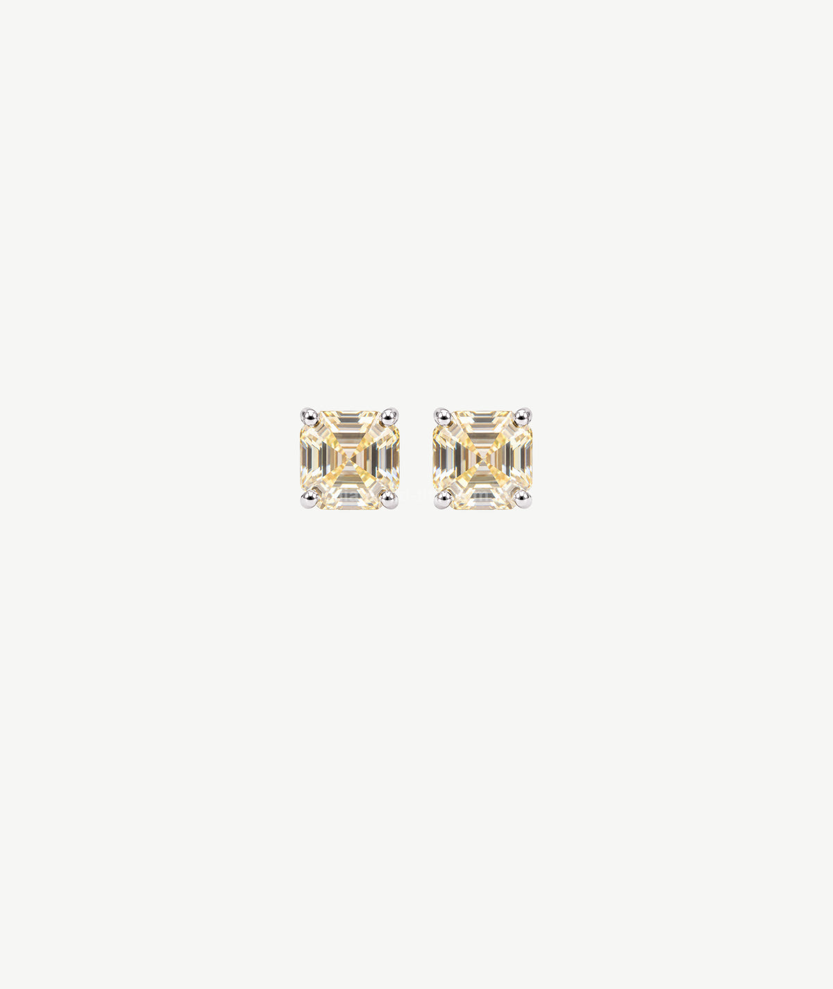 YELLOW ASSCHER-CUT SILVER EARRINGS | أقراط فضة بأحجار صفراء بقصة آشر