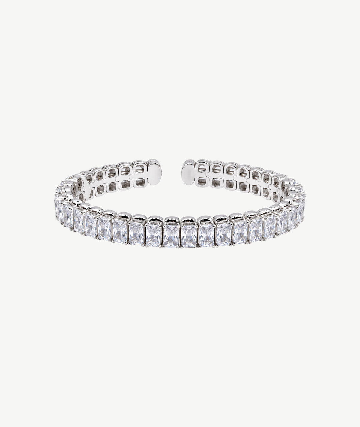 RECTANGULAR SILVER BANGLE | سوار فضة بأحجار مستطيلة