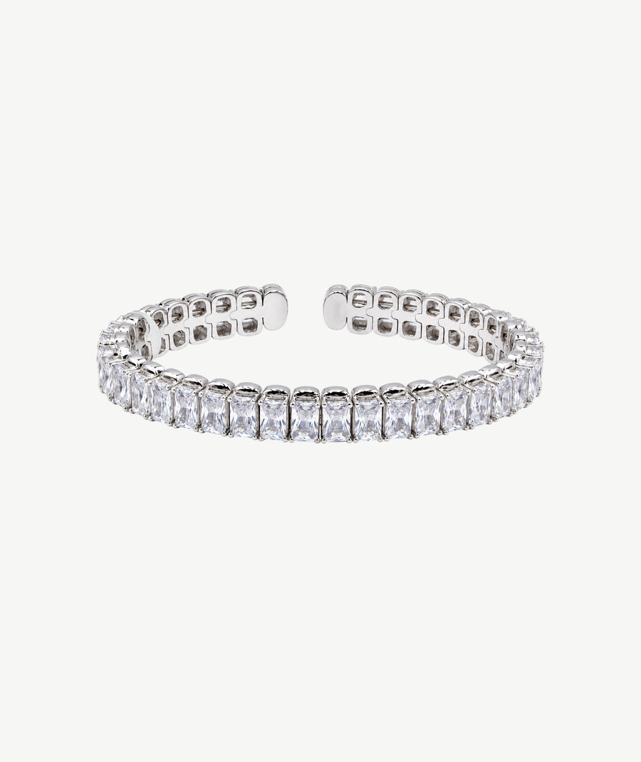 RECTANGULAR SILVER BANGLE | سوار فضة بأحجار مستطيلة