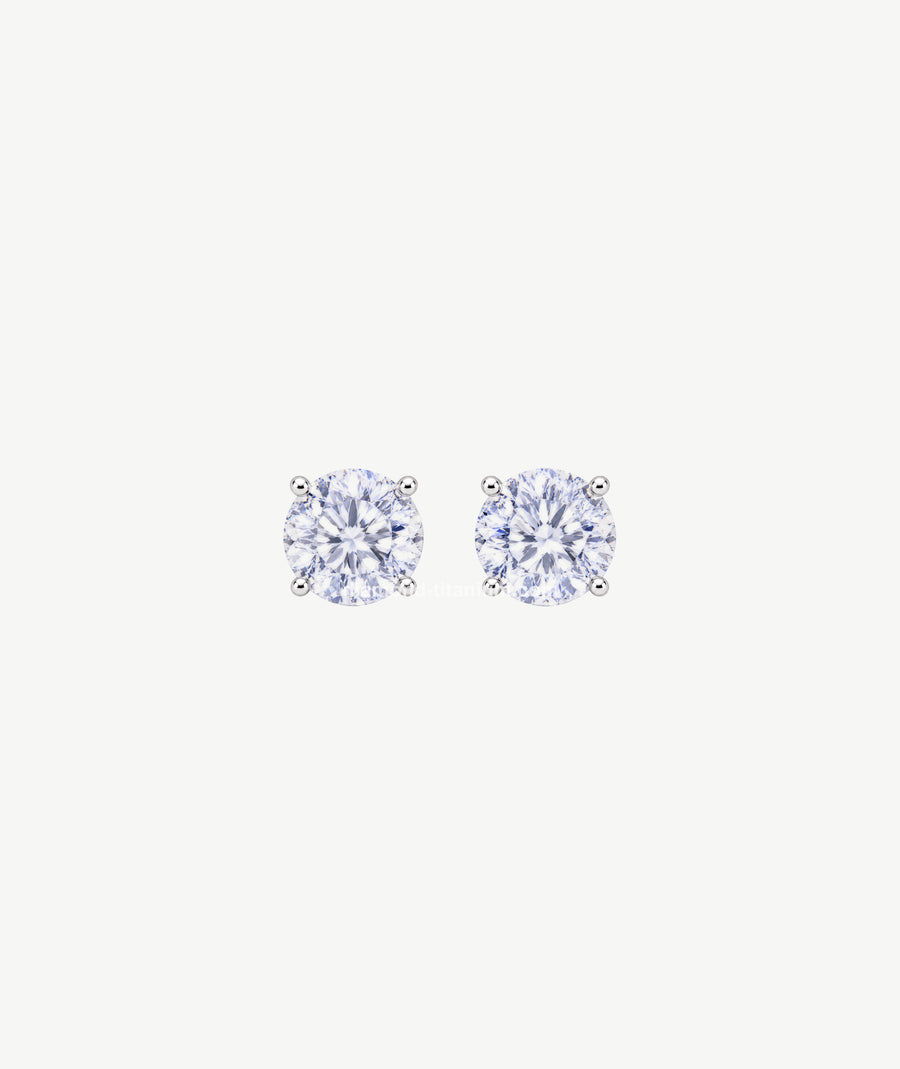 ROUND SOLITAIRE SILVER EARRINGS | أقراط فضة سوليتير دائرية