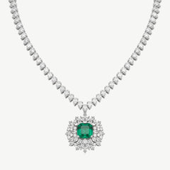 GREEN STONE SILVER NECKLACE | قلادة فضة بحجر أخضر