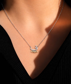 YELLOW STONE LETTER PENDANT SILVER NECKLACE | عقد فضة بتعليقة حرف وأحجار صفراء
