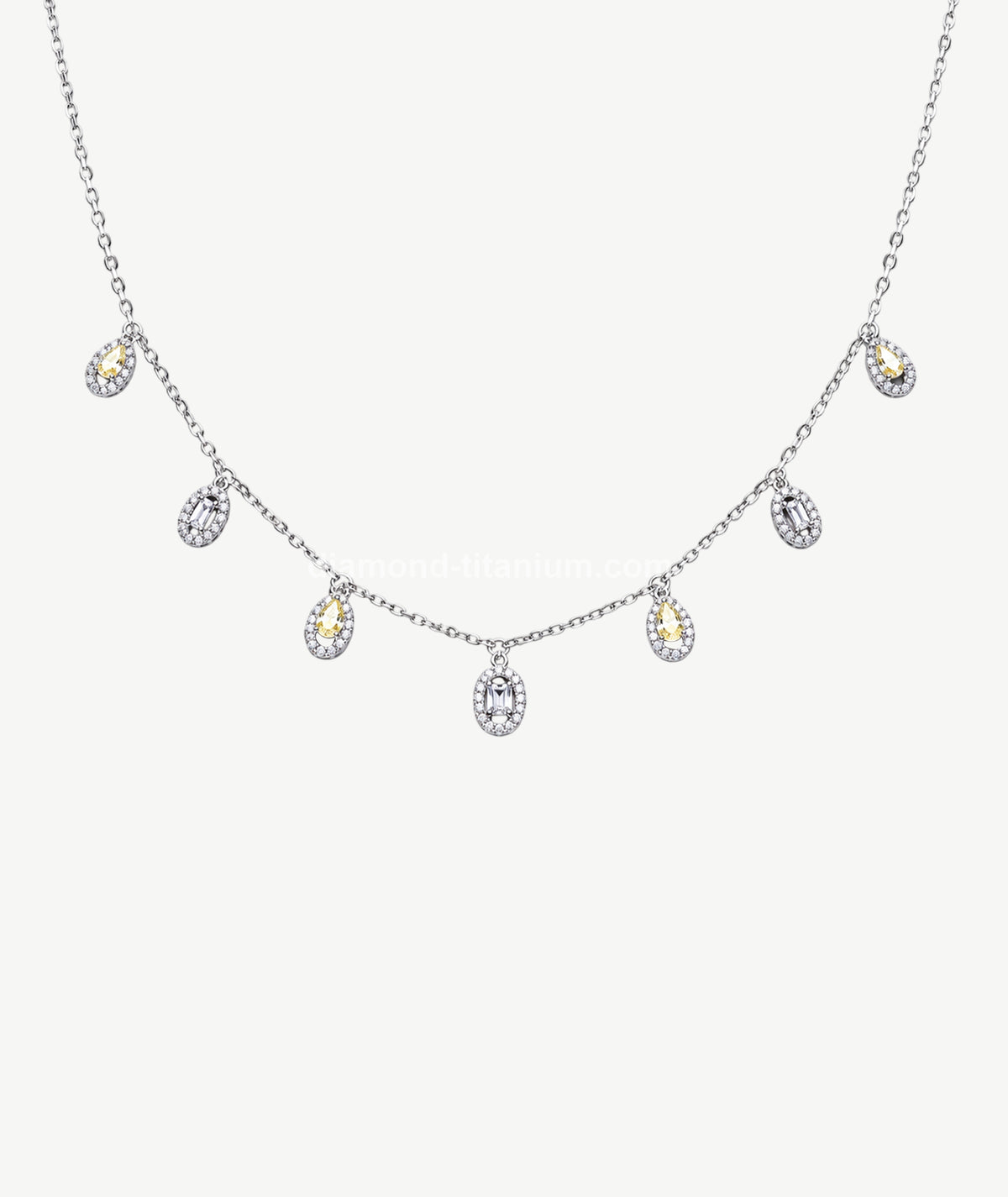 YELLOW & WHITE DROP SILVER CHOKER | شوكر فضة بأحجار صفراء وبيضاء