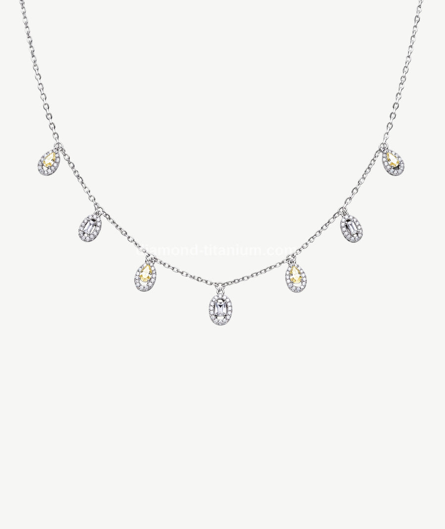 YELLOW & WHITE DROP SILVER CHOKER | شوكر فضة بأحجار صفراء وبيضاء