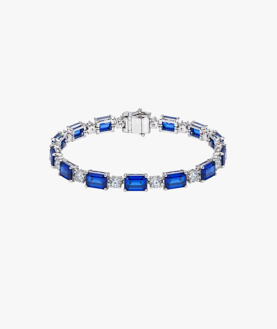 ELEGANT BLUE STONE SILVER BRACELET | سوار فضة أنيق بأحجار زرقاء