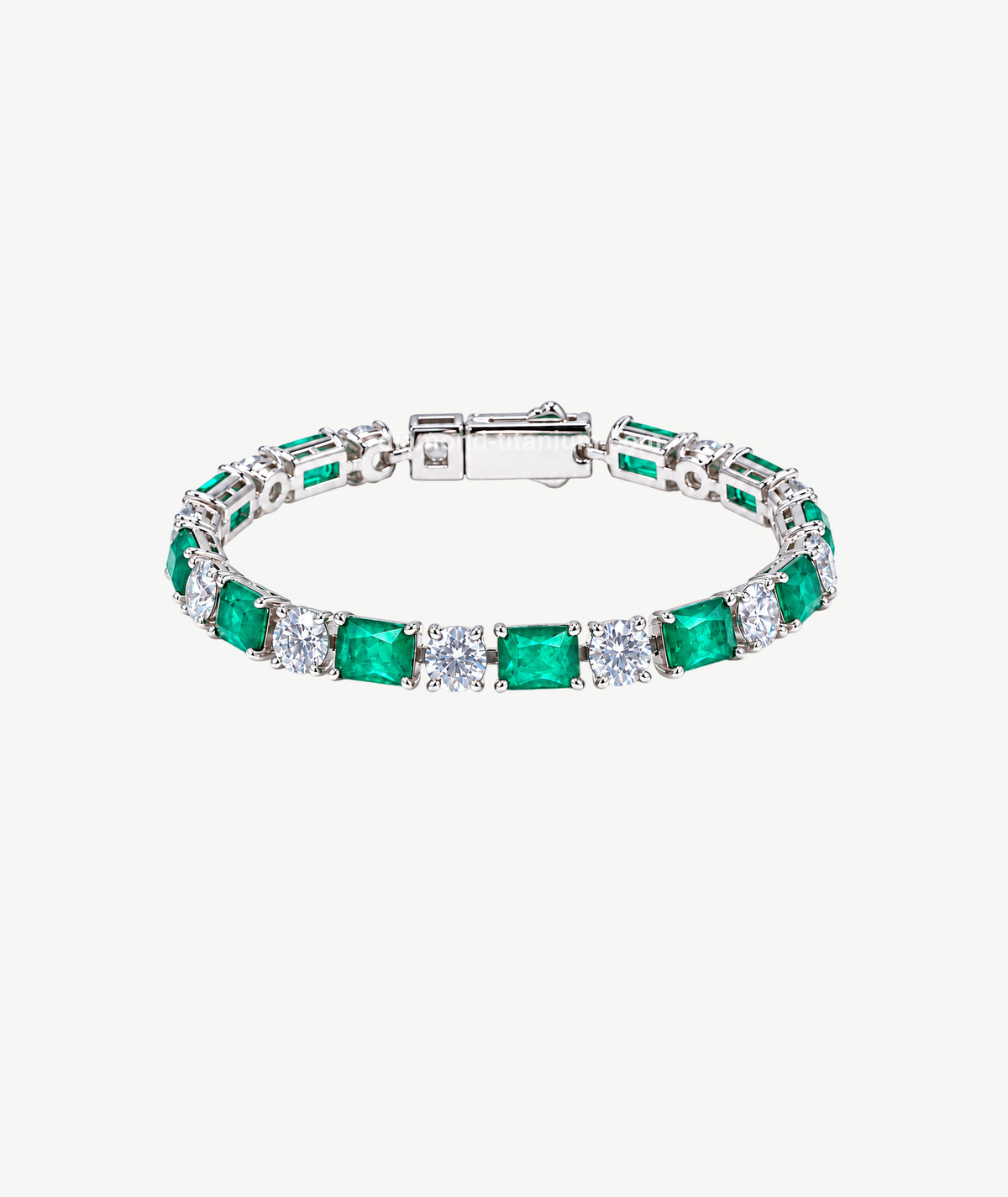 ELEGANT GREEN STONE SILVER BRACELET | سوار فضة أنيق بأحجار خضراء