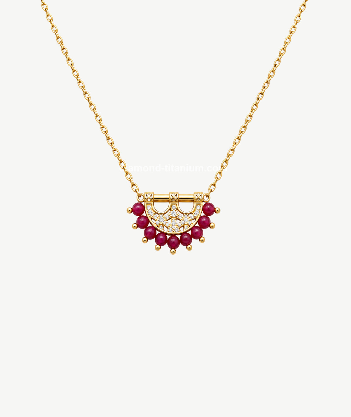 RED STONE SILVER NECKLACE | عقد فضة بأحجار حمراء